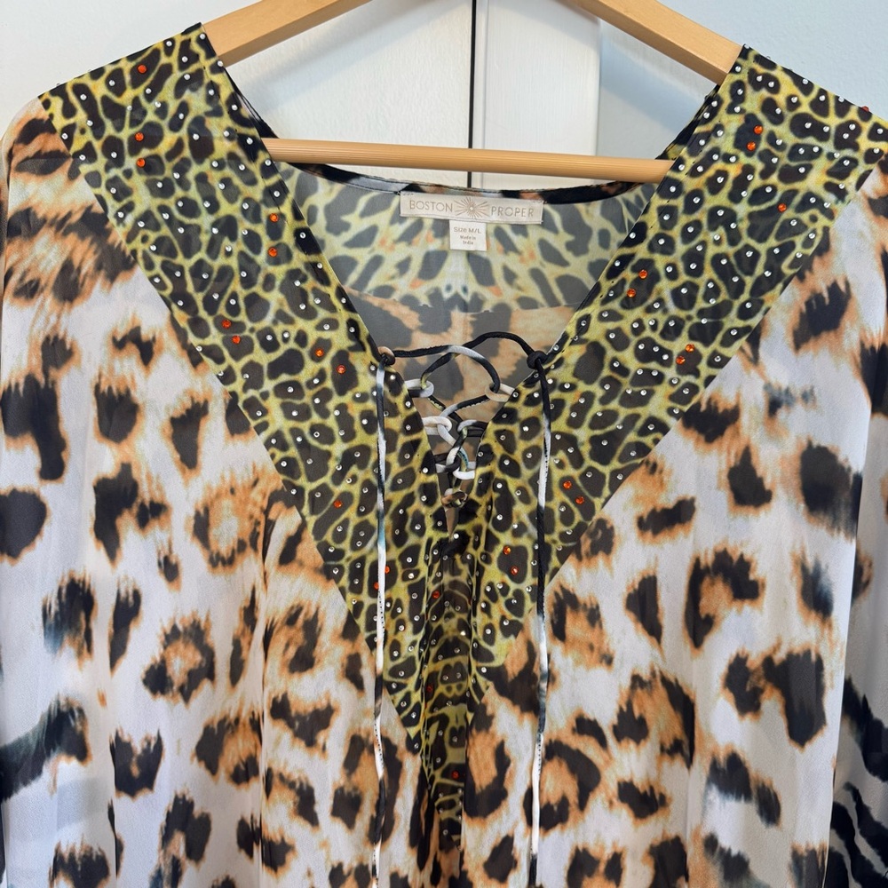 Boston Proper Multicolor Animal Print Kaftan - Picture 3 of 7